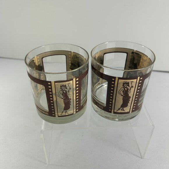 Vitg 2 Old Fashioned Glasses Roaring Twenties Actors Cocktail HouzeArt Bar Rocks - Picture 4 of 12